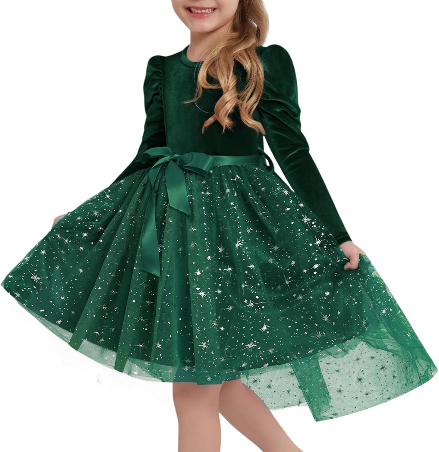 Girls Velvet Christmas Dress Toddler Tulle Sequin Tutu Dresses Kids Winter Party Holiday Casual Princess Dress 2-7Y