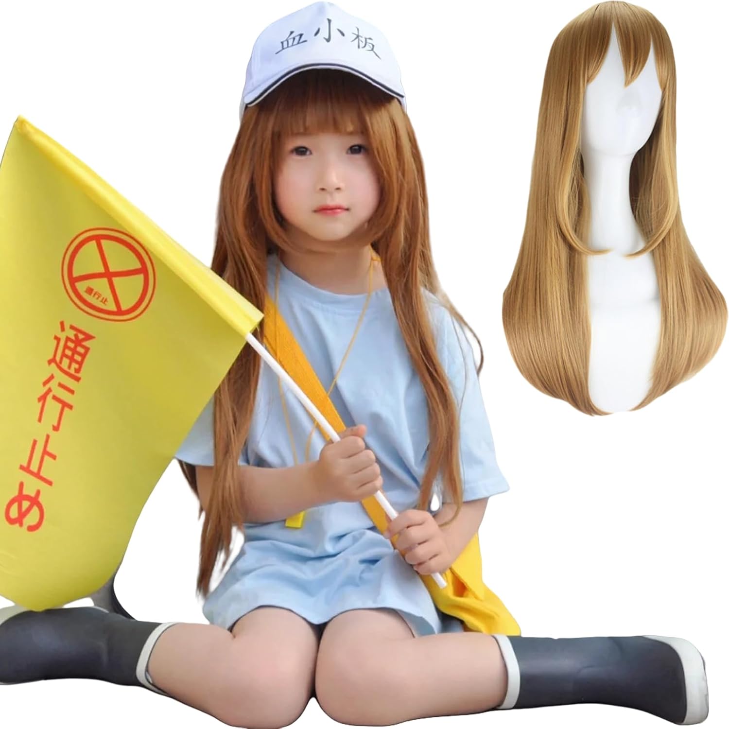 [ASINKING] はたらく細胞 血小板 コスプレ衣装 指揮旗+帽子+口笛付き 子供服 cosplay 制服 ハロウィン クリスマ