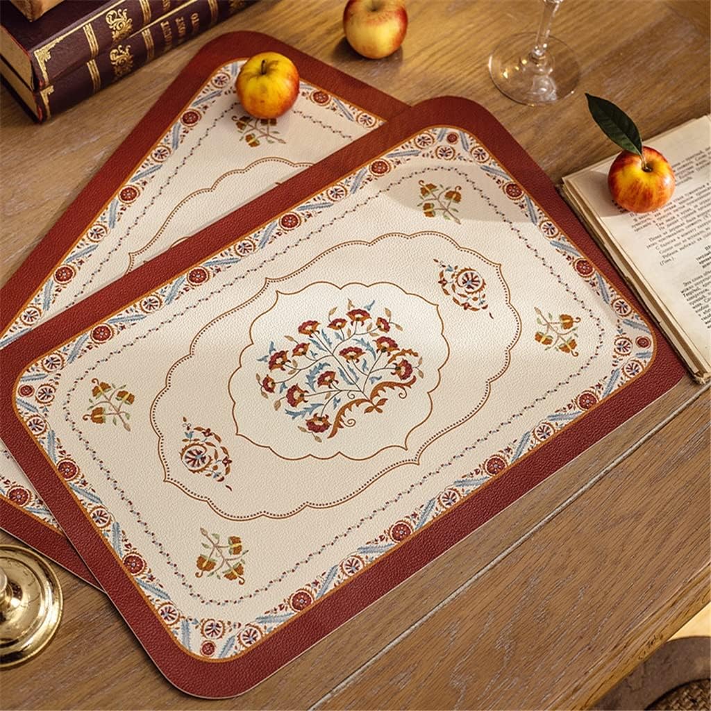2 Pcs Leather Kitchen Table Mats for Dining Kitchen Accessories Dining Table Decor