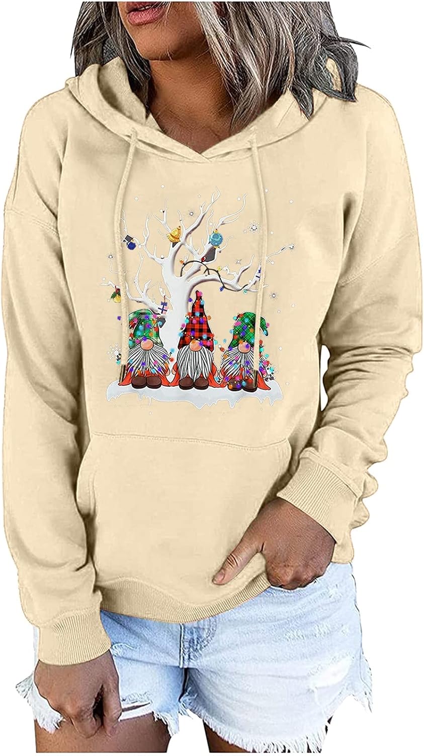 Women's Fashion Leisure Christmas Party Printed Long Sleeve Hooded Pullover Top at  Women’s Clothing store