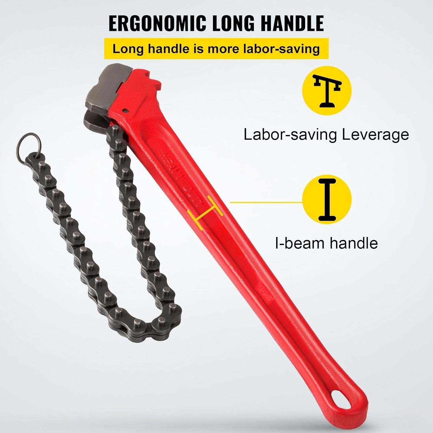 36 Inch Chain Wrench, Heavy Duty Pipe Wrench 4-1/2 to 7-1/2 Inch, Plumbing Pipe Tool for Oil Filter, 30 Inch Chain Length