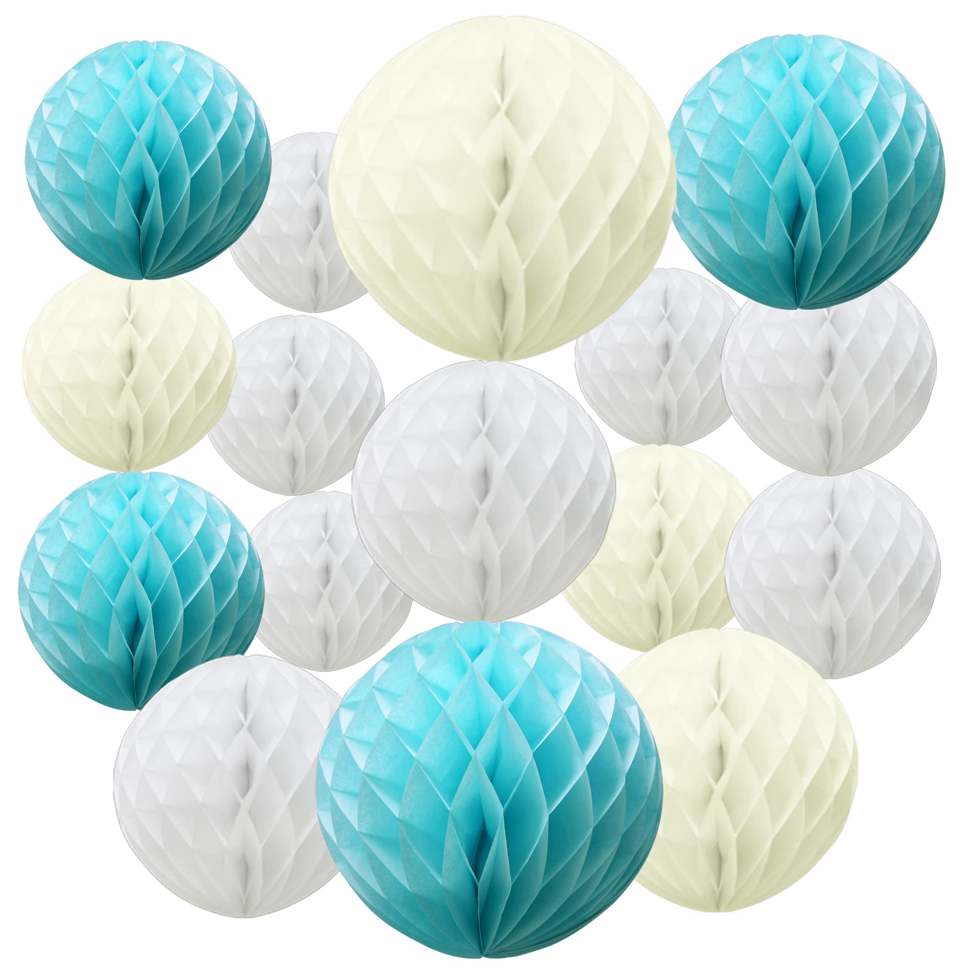 Time to Sparkle Pack of 16 Mixed Honeycomb Balls - Baby Blue — image 1
