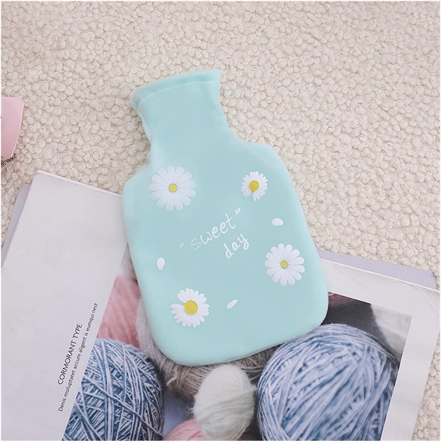 Hot Water Bag 1Pc Knitted Soft Cozy Winter Warm Hot Water Bag PVC Reusable Heat Hand Warmer Cute Hot Water Bottle Hot Water Bag. (Color : 1)