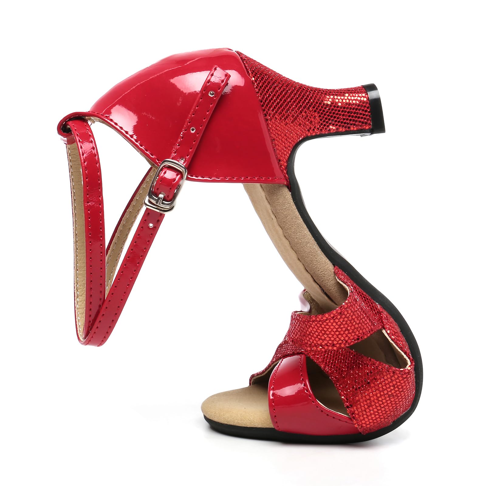 PPXID Fille Chaussures de Danse Latine de Salon Femme Bout Ouvert Bachata Tango Salsa Pratique Professionnelle 5cm