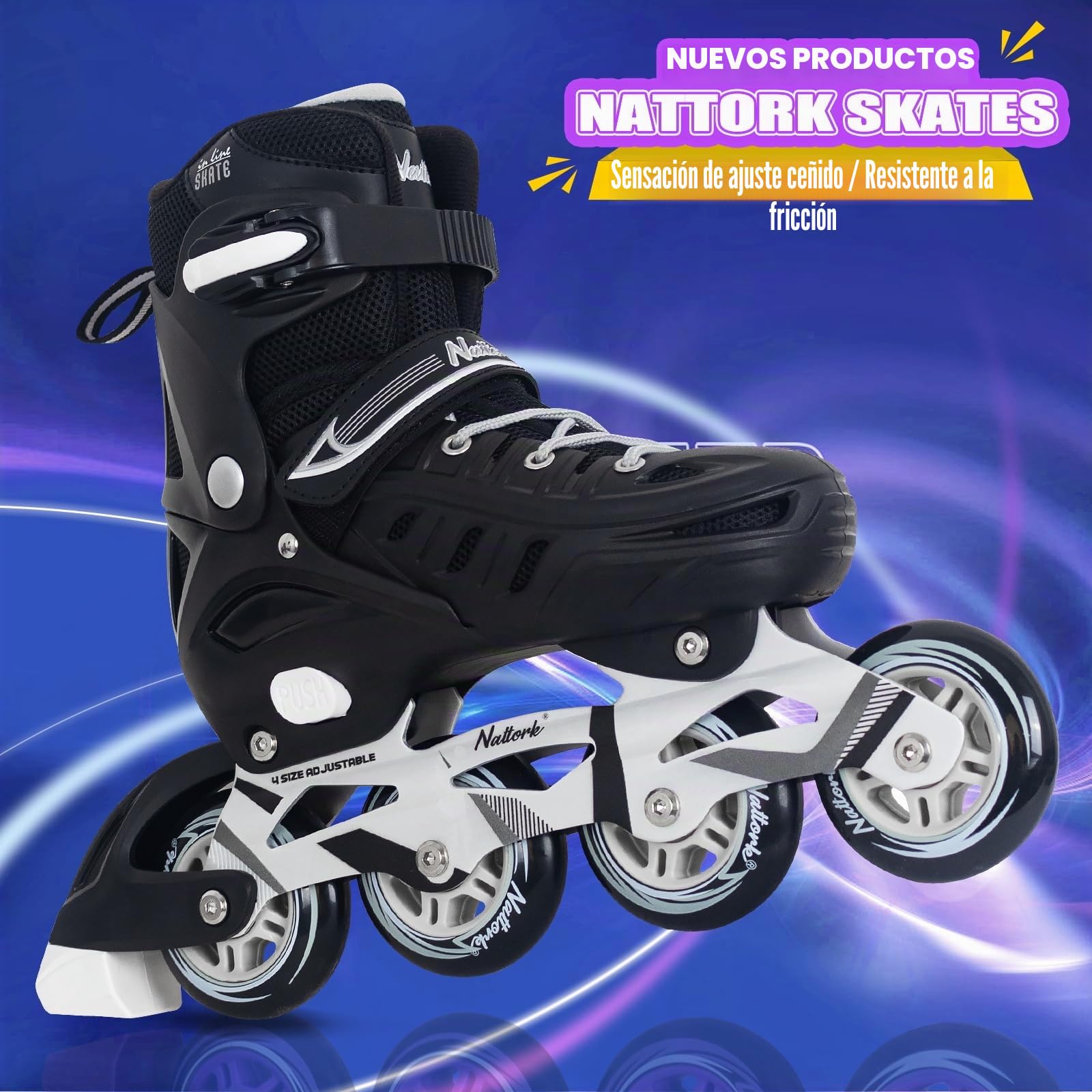 Patines en Línea Ajustables para Niños Niñas Hombres Mujeres Principiantes
