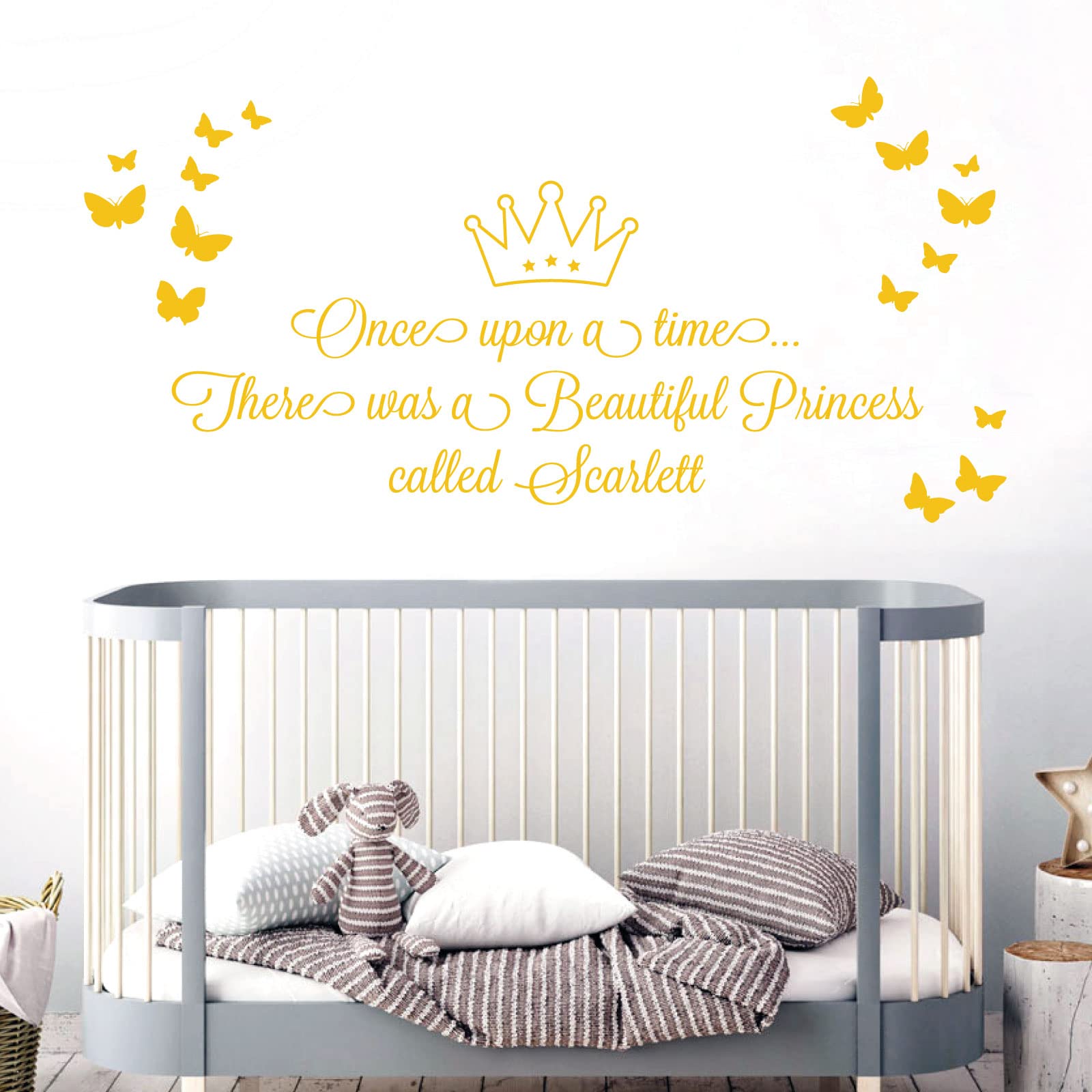 Once Upon a time, There was a Beautiful Princess - Girls Name Nurserty Wall Art Sticker [Medium] [Sunflower]
