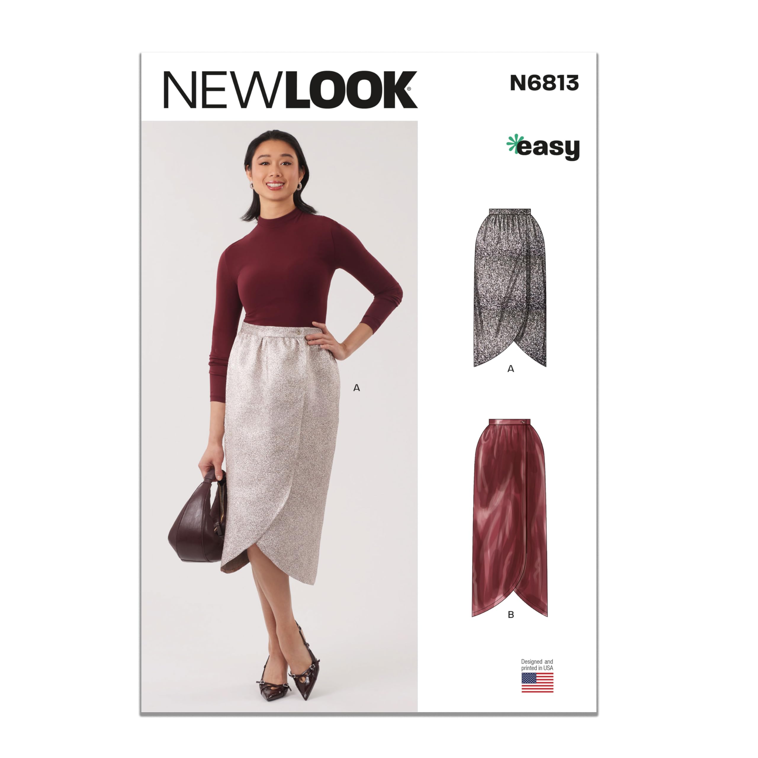 New Look Sewing Pattern UN6813A Misses' Wrap Skirt in Two Lengths A (S-M-L-XL)