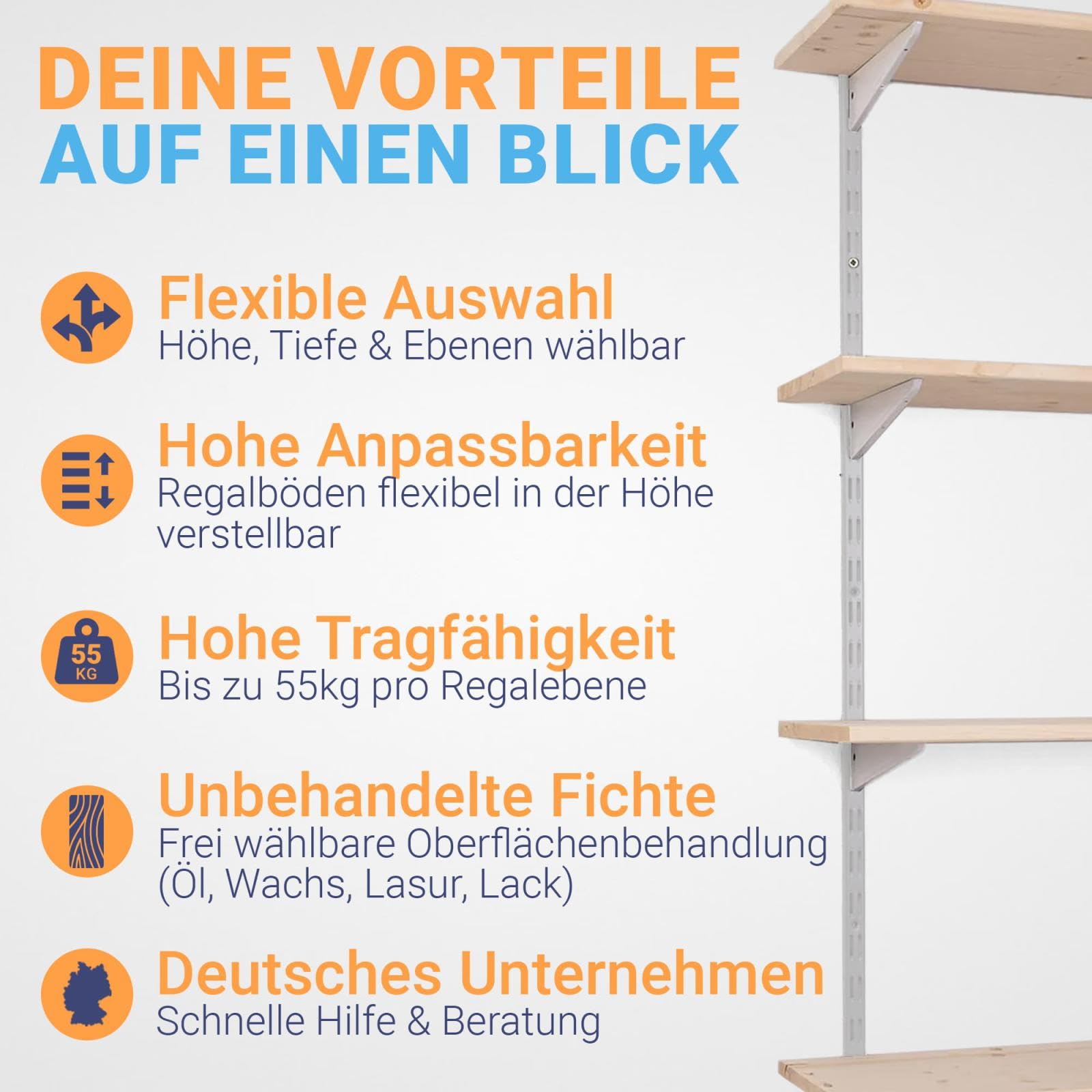BOOMET · Wandrek bouwpakket met planken · hoogte: 100 cm · plankniveaus: 4 · plankafmetingen: 80 x 20 cm · kleur: antraciet · dubbele rijen · 60 varianten · stalen plankdragers · eenvoudige montage