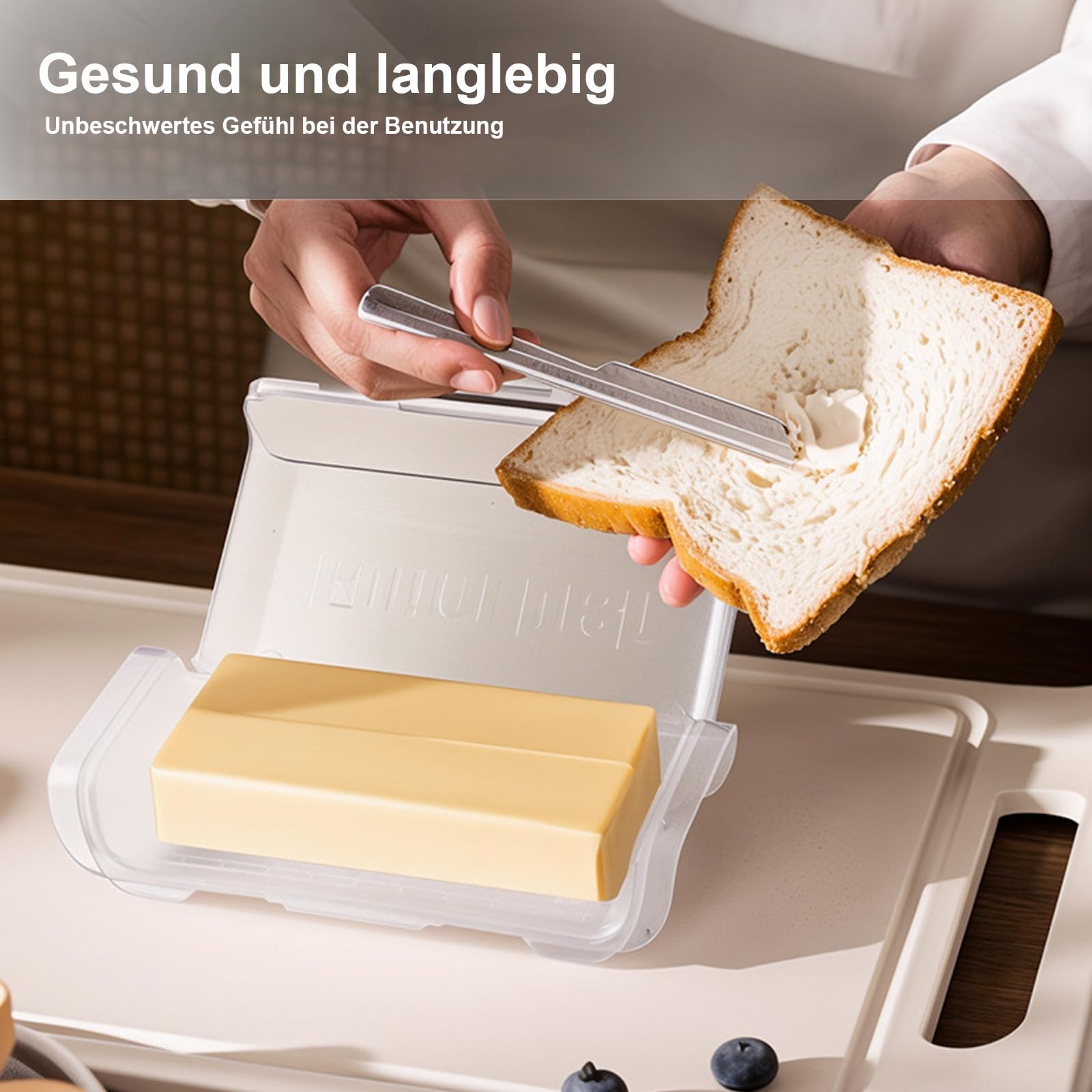 Plastique Alimentaire PP Beurrier Avec Couteau Intégré NEXROLA - 17x8x5 Cm, Transparent, Graduations | Hermétique, Lavable Lave-vaisselle, Sans BPA Beurrier Nexrola