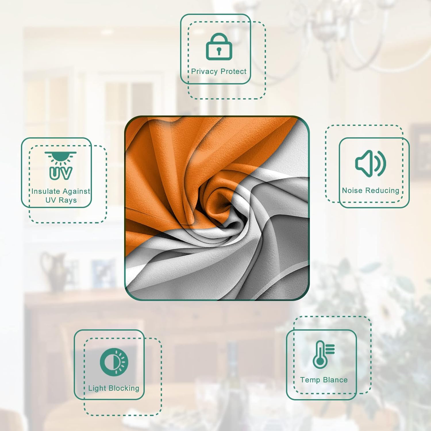 BEMIGO Fall Door Curtains, Orange Gray Ombre, 26"W x 70"L, Privacy Thermal Insulated, Tie Up, Modern, Semi-Sheer, Thanksgiving