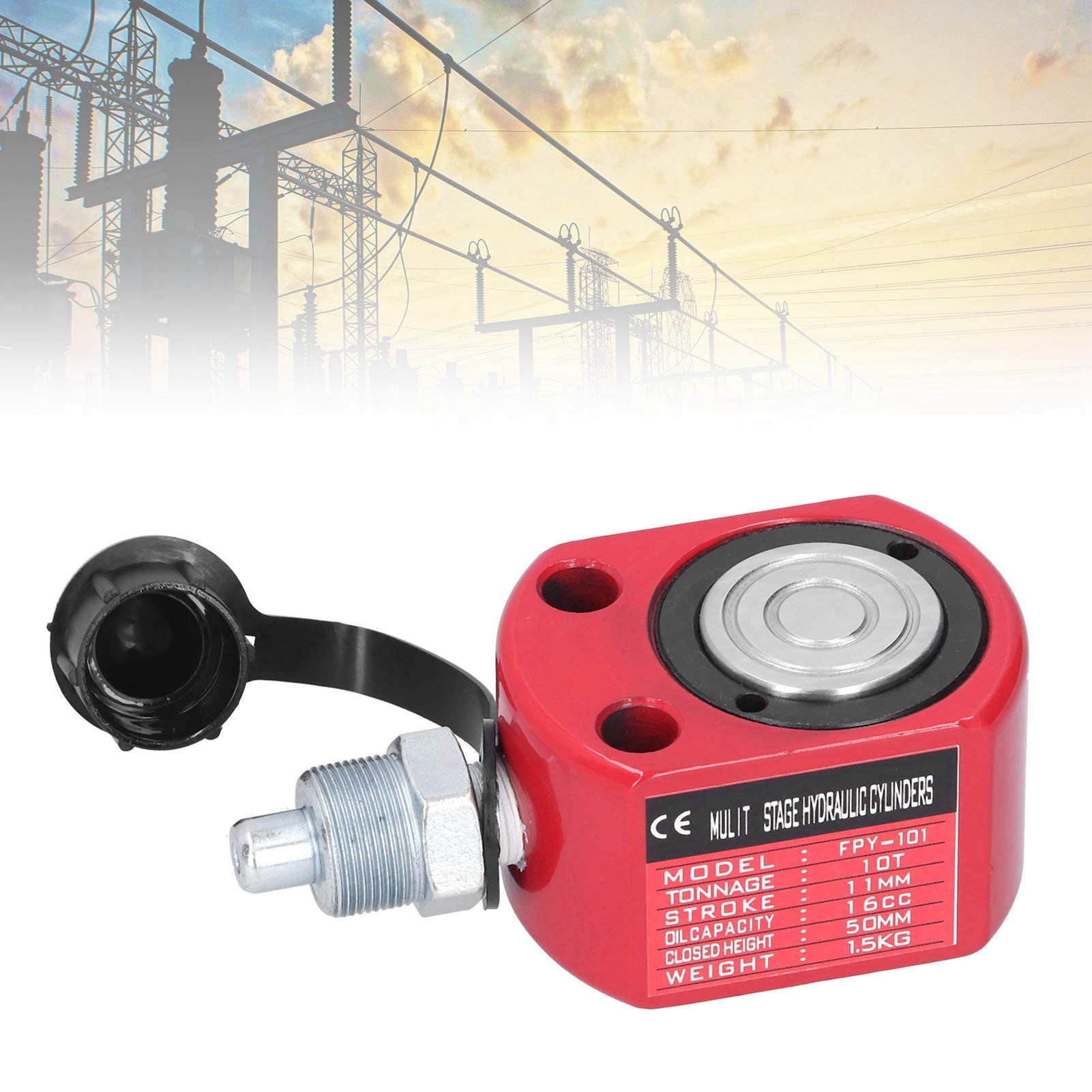 20T-Hydraulikzylinder, Ultradünn, Leicht, Praktisch Kleine Räume, Roter 45-Stahl, Separater Kolben Führt Öl Automatisch Zurück, FPY-20 Elektrizität, Chemische Industrie