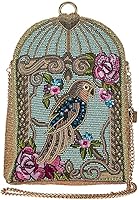 Mary Frances Pretty Parrot Beaded Crossbody Handbag - Multicolor Bird Embellished Evening Shoulder Bag for Weddings, Parties, Travel
