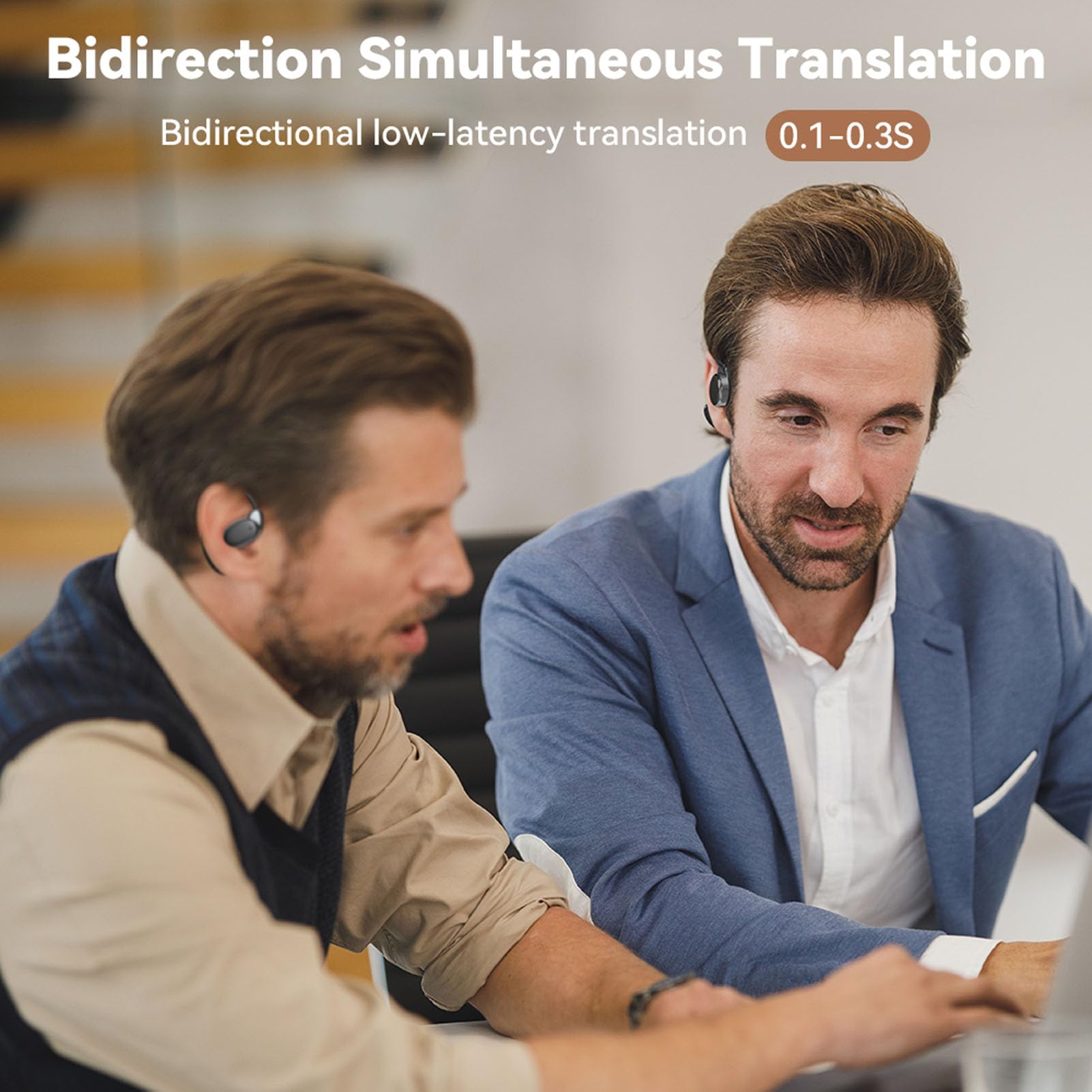 Goshyda Aurbud di AI Translation in Tempo Reale - 150 Lingue Dispositivo Traduttore Nessuna Abbonamento, Cuffie Bluetooth 5.4 Translator con Alta Precisione per le attività di Viaggio