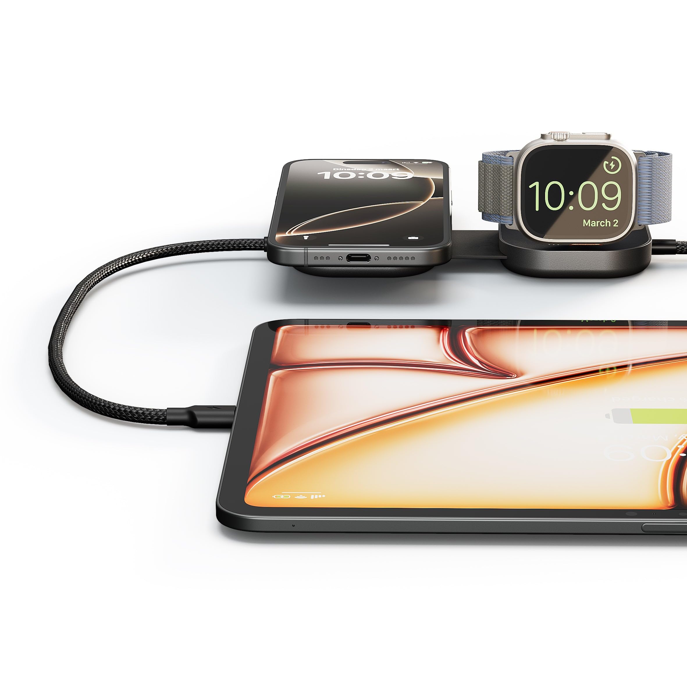 Zens Wireless Charging Cable Pro 3, 1.5 m USB-C auf USB-C Ladekabel, MagSafe & Qi2 15W, kompatibel mit iPhone Air/17/16/15/14/13/12, AirPods und Apple Watch, Schwarz