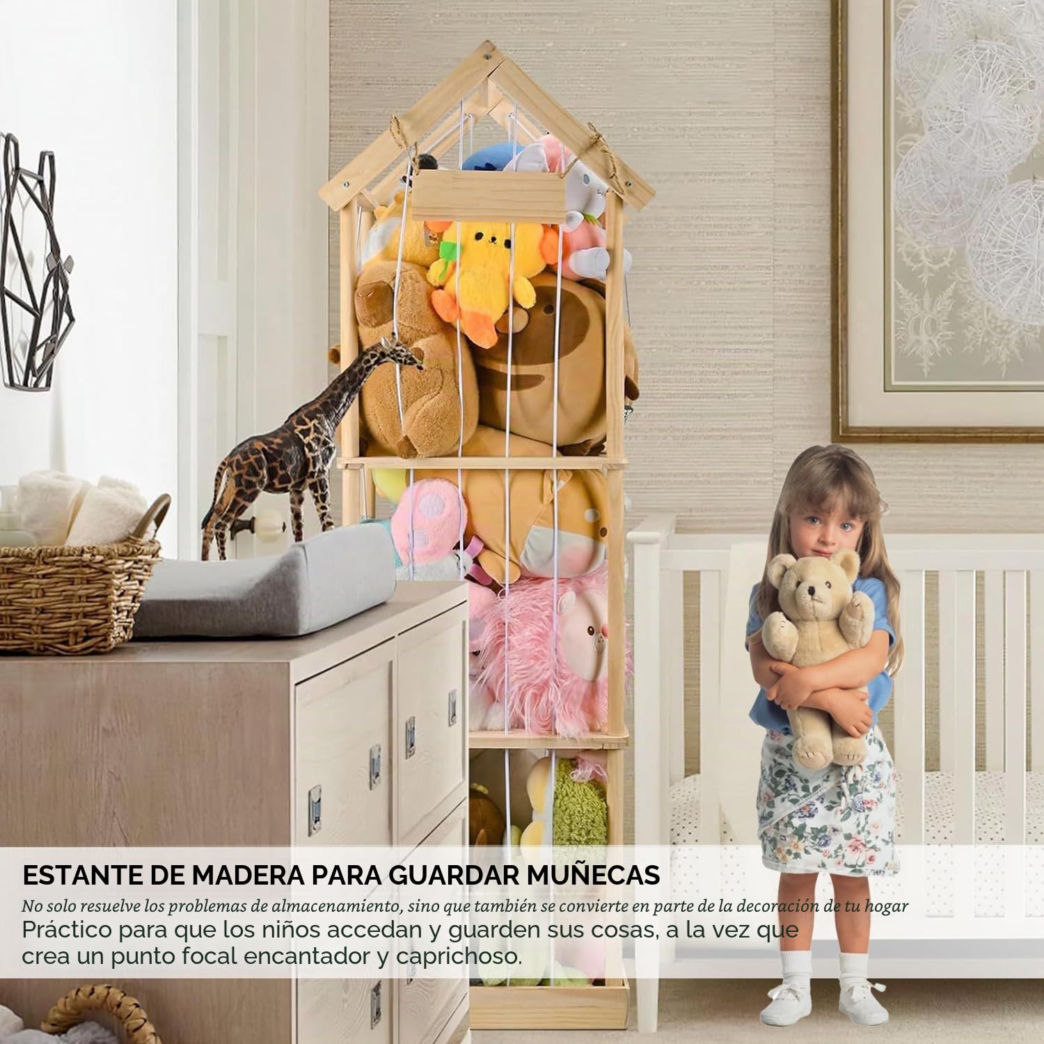 Organizador Peluches En Madera,Organizador Peluches,Estable y Duradera Juguetes Infantil,Ahorro De Espacio,Gran Capacidad,Para Habitaciones Infantiles,Salas De Juegos,Etc.