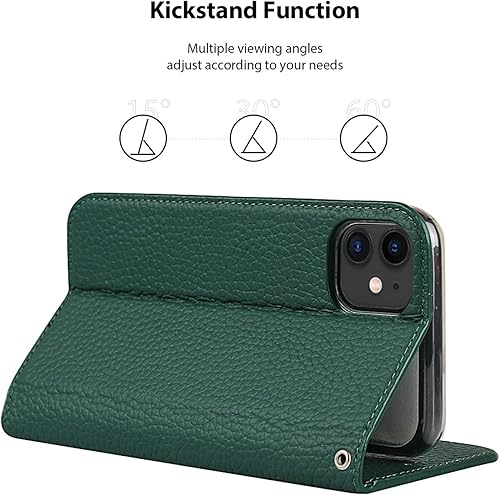 Miniatura 5 de Havaya Funda de piel auténtica para iPhone 12 Pro con tarjetero para iPhone 12, funda tipo cartera para mujeres, iPhone 12 Pro, funda tipo cartera