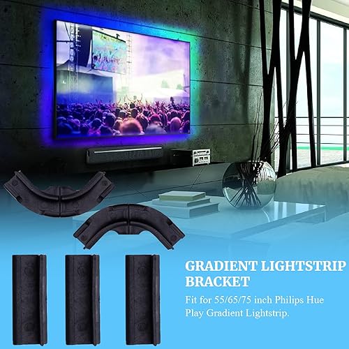 Miniatura 6 de 5 soportes genéricos mejorados para Philips Hue Play Gradient Lightstrip clips de montaje con buen efecto de soporte para parte trasera plana y no