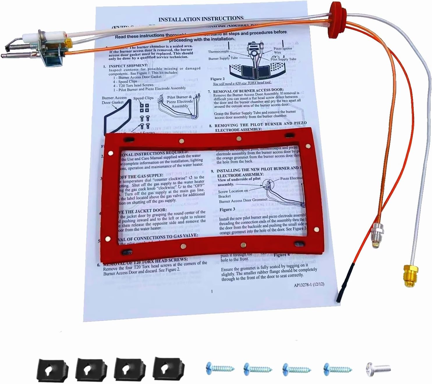 MCAMPAS Natural Gas Water Heater SP20075 SP20305A Pilot Assembly Kit Compatible with Rheem, PROTECH, GE Water Heater Burner Pilot/Thermopile.Igniter Assembly