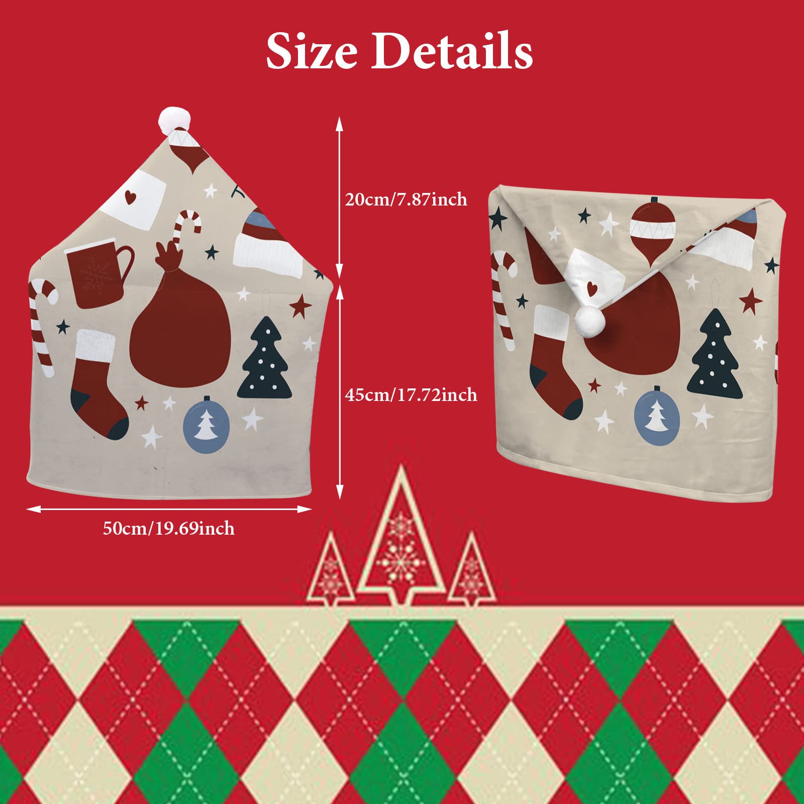 Lukery Patrón Papá Noel Fundas Navideñas para Sillas, 2 4 6 8 Piezas Gorro Navideño para Silla Funda de Silla Navidad Fundas para Silla de Navidad (Feliz año Nuevo,8 Piezas)