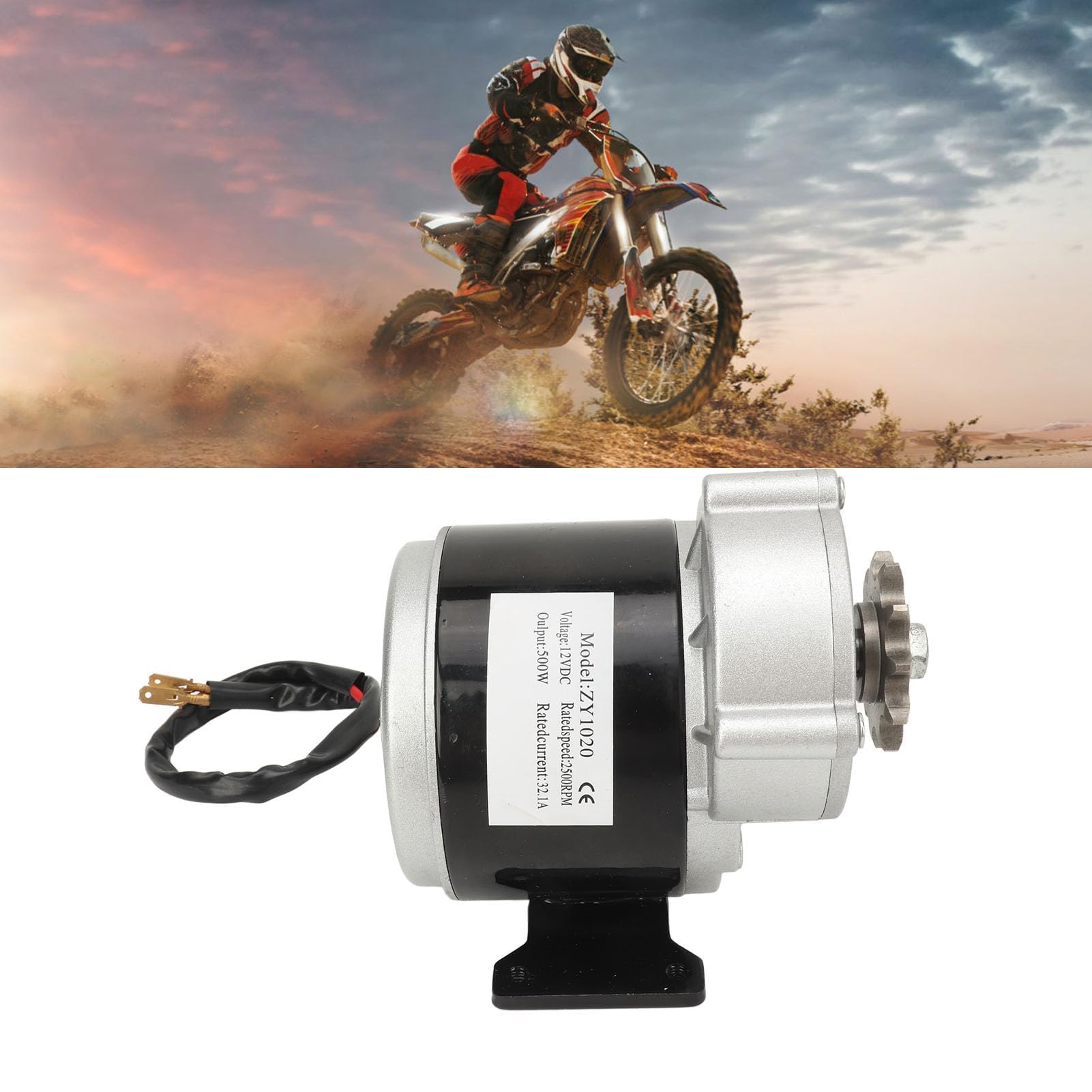 Silnik elektryczny, 12 V, 500 W, aluminium, 11-zębowy silnik redukcyjny do motocykli