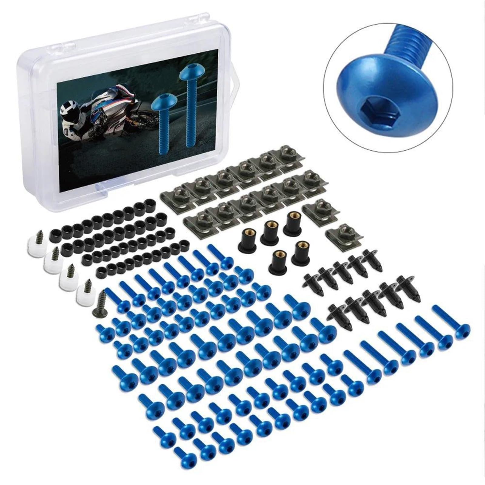 Dadi Per Parabrezza Moto Viti Kit Di Bulloni Per Carenatura Da 190 Pezzi Per CBR1000F Per CBR1000RR Per CBR125R Per CBR500R Per CBR600 F F2 F3 F4 F4i Bulloni Viti Dadi Clip(Verde)