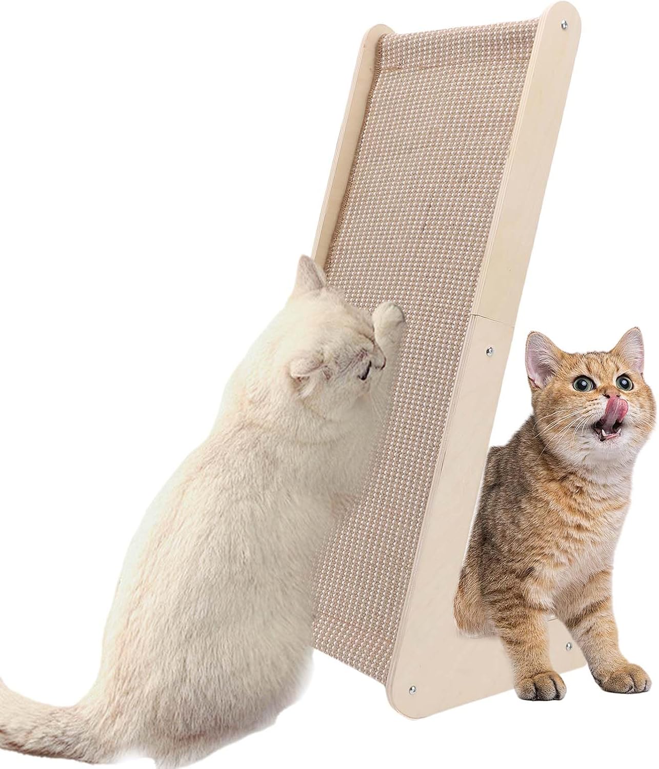 Cat Scratching Board, L Shape Cat Scratcher, 27in Climbing Sisal Cats Scratchers for Indoor, Solid Wooden Floor Mounted Scratchers, Cats Scratching Pads for Sharpening Claws and Protecting Furniture