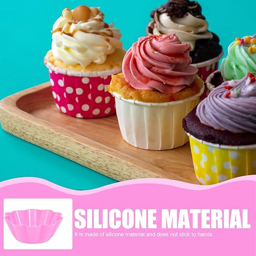 Miniatura 7 de Kichvoe Juego de 12 tazas de silicona para magdalenas, reutilizables, antiadherentes, con forma de flor, para magdalenas, tartas de huevo, aptas
