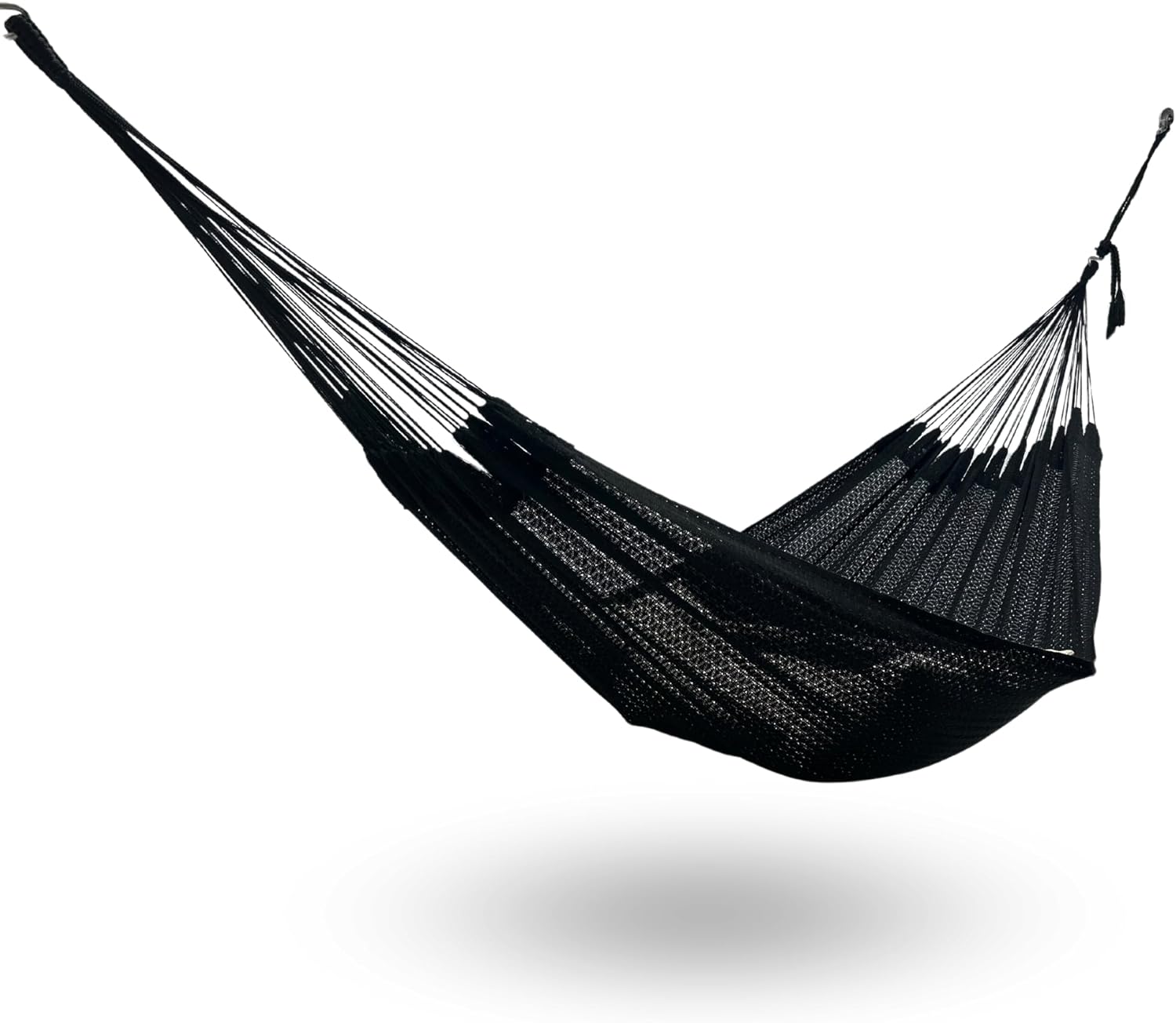 Handwoven Mayan Hammock La Casa de la Hamaca - 100% Cotton Indoor & Outdoor Use Premium Artisan Craft from Mexico (Black, Large)
