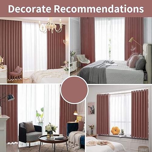 Miniatura 7 de FY FIBER HOUSE Cortinas opacas de terciopelo para oscurecer la habitación, cortinas opacas con aislamiento térmico para ventana, bolsillo para