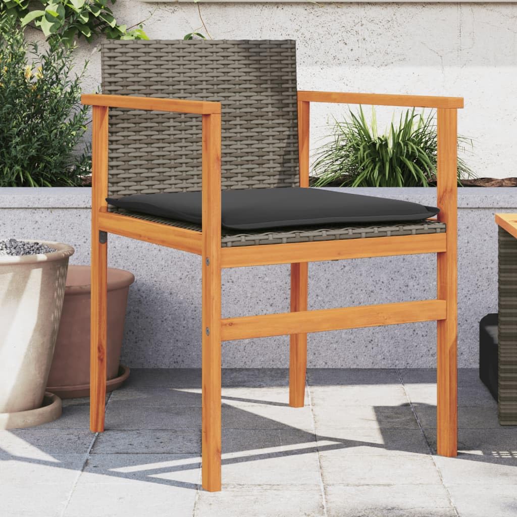 Chaises de jardin en polyrotin massif Homgoday gris avec coussins haut de gamme