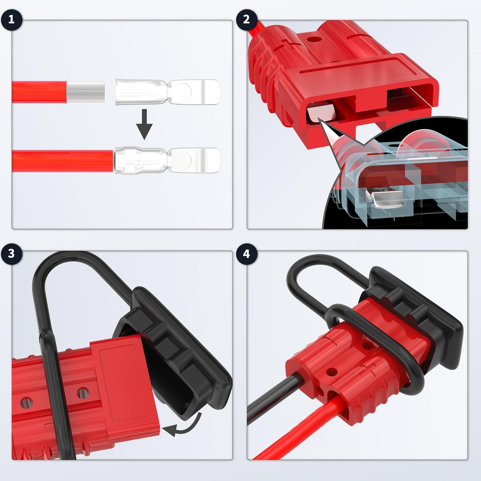 Attacco rapido per verricello, connettore per batteria a sgancio rapido, 50 Ampere, cavo a taglio rapido, da 6 a 12 gauge – 12 – 36 V, set di recupero connettore rapido per