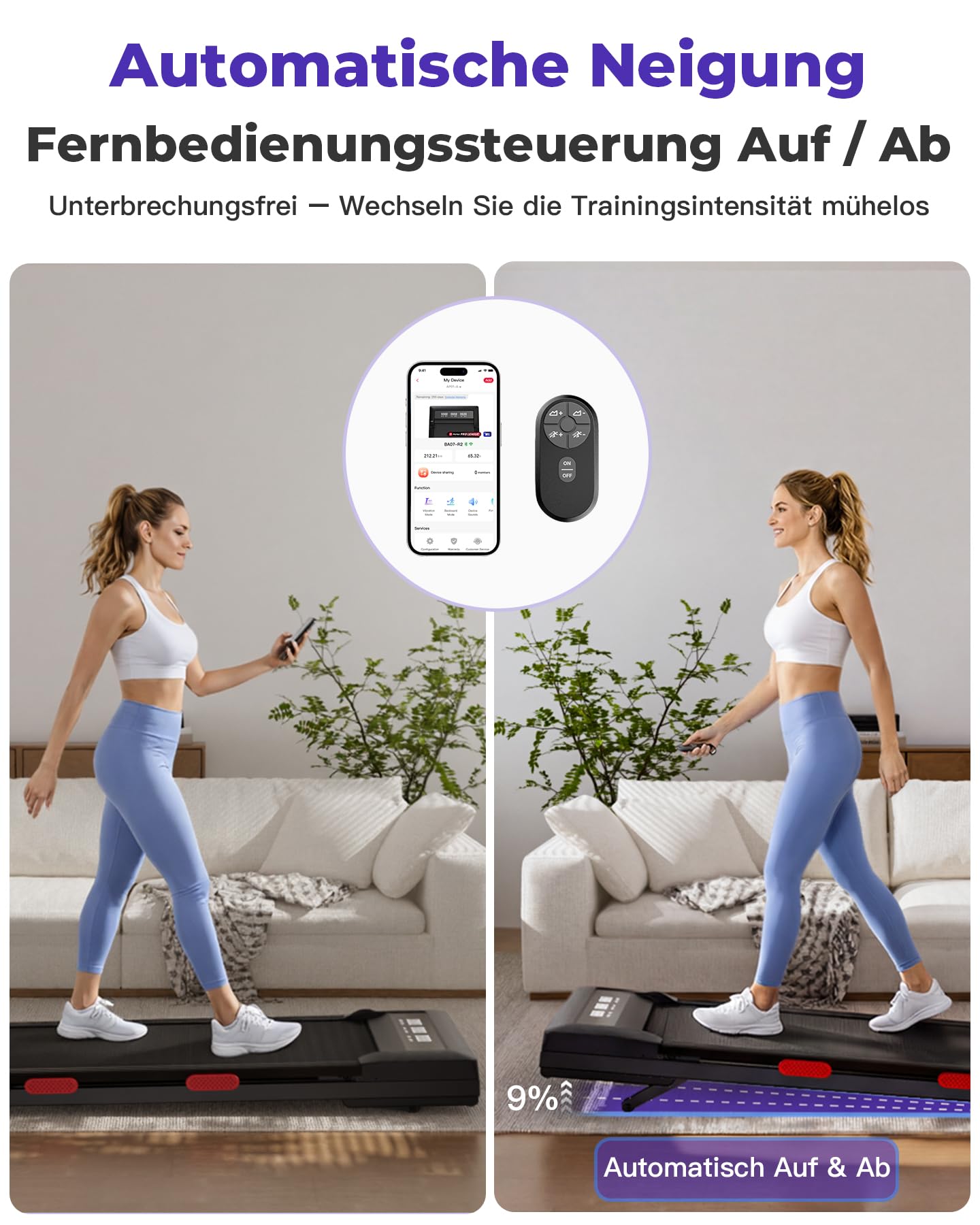 Superun Walking Pad max 159 KG/136 KG, Laufband für Zuhause mit Trainingsmodus, Leise Laufband Schreibtisch mit App und virtuellen Laufstrecken. Vor Ort erlebbar