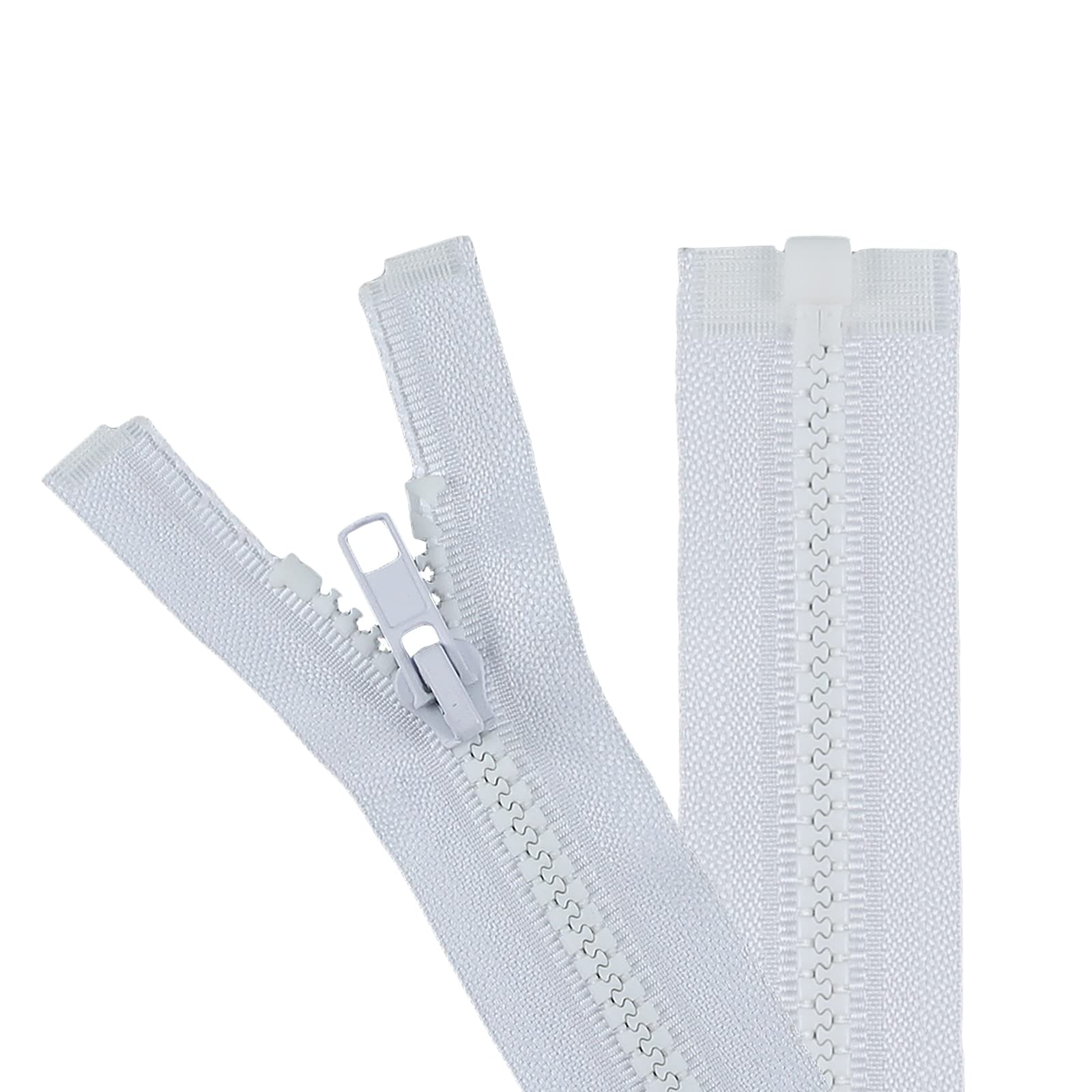 DIKAAFU #5 20 Inch Separating Jacket Zippers for Sewing Coats Jacket Zipper White Molded Plastic Zippers Bulk for Garment,Home Sewing Projects (2pc,White)