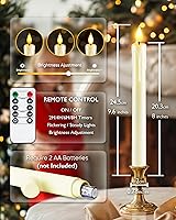 Vista 3 de Homemory 12 velas cónicas de plástico sin llama con control remoto temporizador regulador, candelabros LED marfil con luz de llama parpadeante