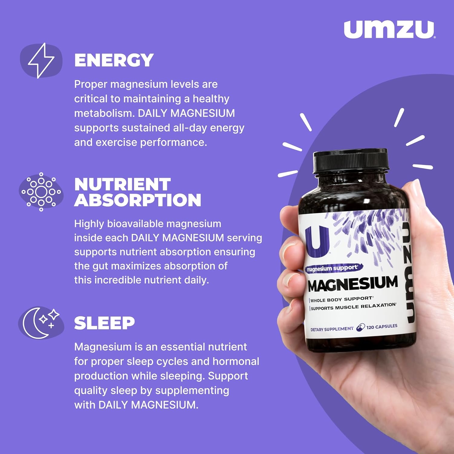 UMZU Daily Magnesium, 30 Day Supply – Advanced Bioavailable Magnesium Complex with 3 Highly Absorbable Forms – Naturally Supports Energy, Metabolism, Muscle Relaxation, Calmness & Overall Wellness - Image 2