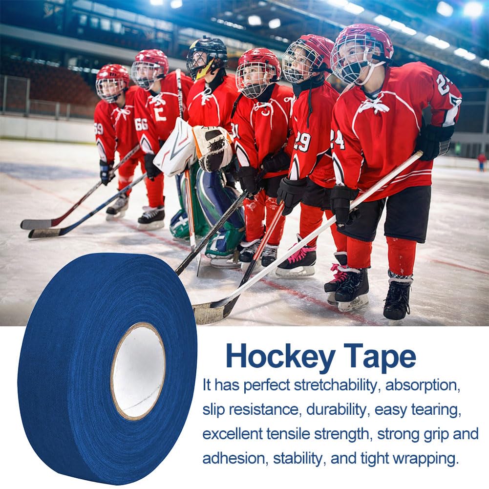 Ruban de bâton de Hockey,Ruban De Hockey Adhésif,Ruban de Hockey,Ruban de Hockey Auto-adhésif,Ruban de Tissu de Hockey,Grip Tape,Pour raquette de hockey,raquette de tennis,25m × 25mm,Bleu foncé