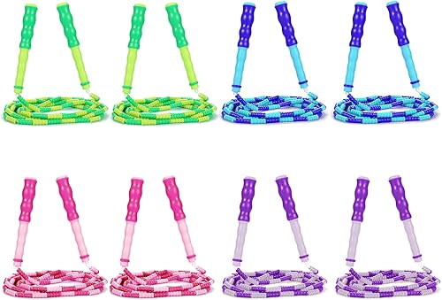 Supertrip Cuerda de saltar para niños, cuerda de saltar con cuentas suaves, ajustable, sin enredos, segmentada para niños y estudiantes