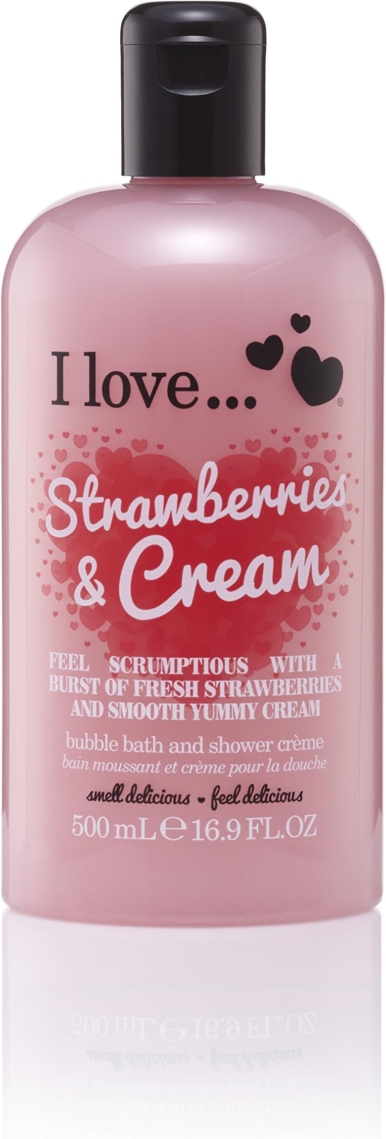 I Love Strawberries and Cream Bath and Shower Cream - Hydrating Body Wash and Bubble Bath - with Natural Fruit Extracts and Provitamin B5-16.9 oz