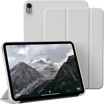 for iPad Case A16 11th/10th Gen 11" 2025/10.9" 2022, Gray | Without Pencil Holder, Support Auto Wake/Sleep & Touch ID, Slim Lightweight Tri-fold Stand Cover with Soft TPU Back