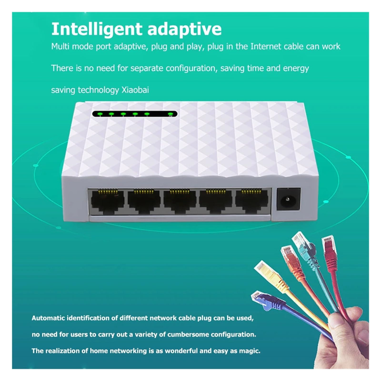 Switch Gigabit a 5 Porte Smart Switch Ethernet Switch di Rete Ethernet 1000Mbps ad Alte Prestazioni Hub RJ45 Splitter Internet (Color : EU 5Port 1000Mbps)