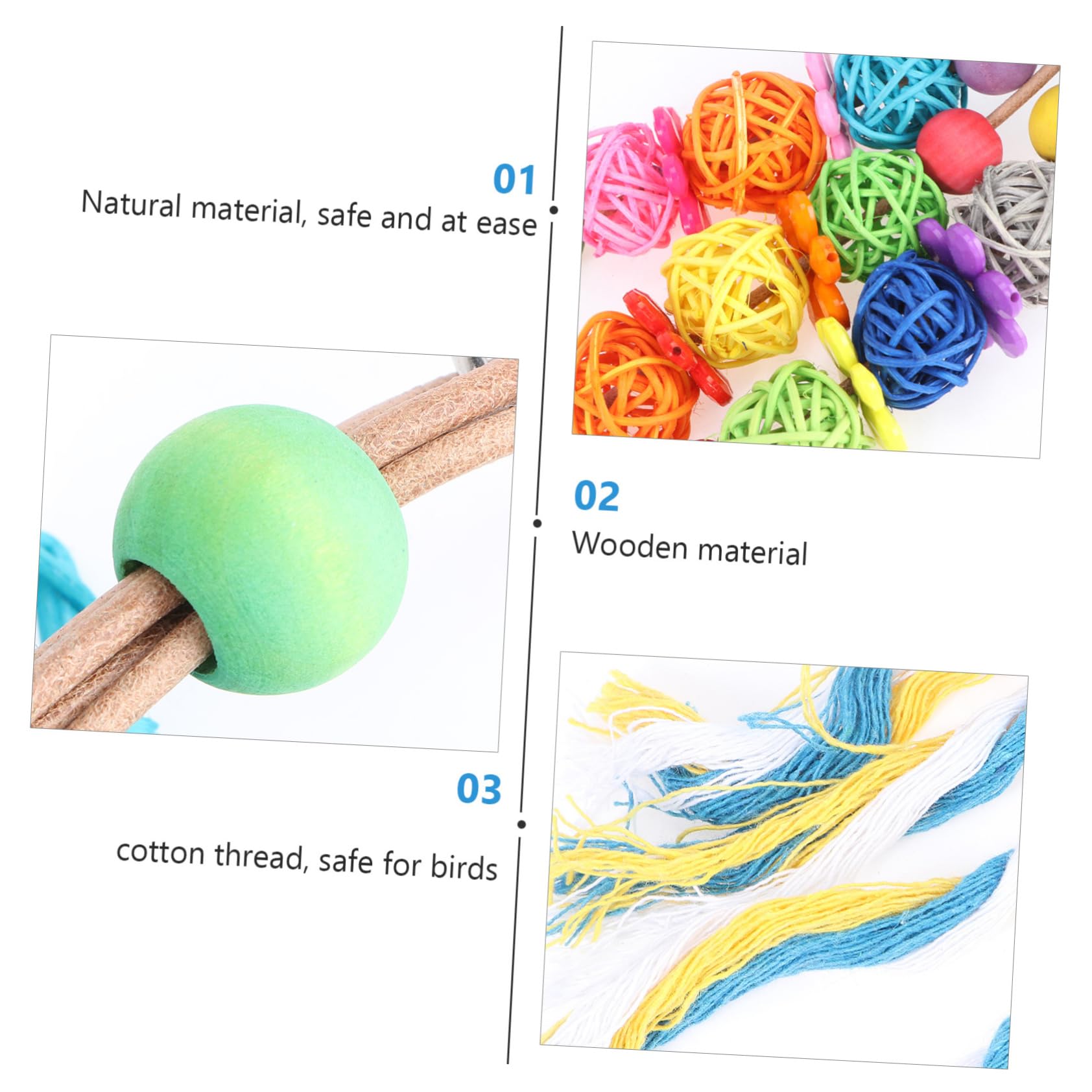 FRCOLOR Lot de 4 petits jouets pour oiseaux, calopsittes, jouets pour cage à oiseaux, jouets à suspendre, jouets à mâcher pour perroquet, balançoire, support en bois
