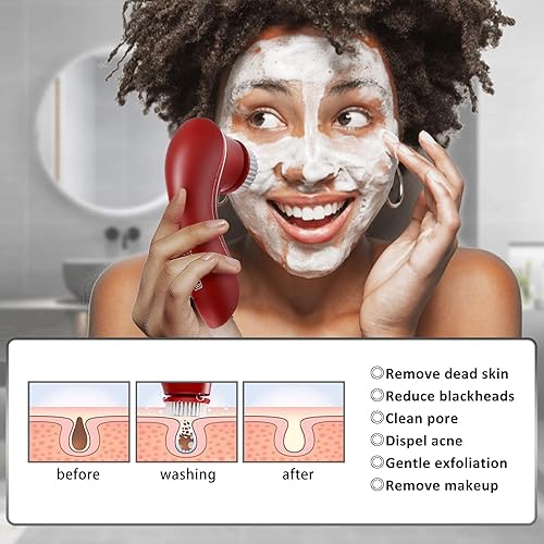 Miniatura 2 de Cepillo de limpieza facial, limpiador facial eléctrico, cepillo de limpieza facial recargable IPX-7 impermeable giratorio para exfoliación, masaje y