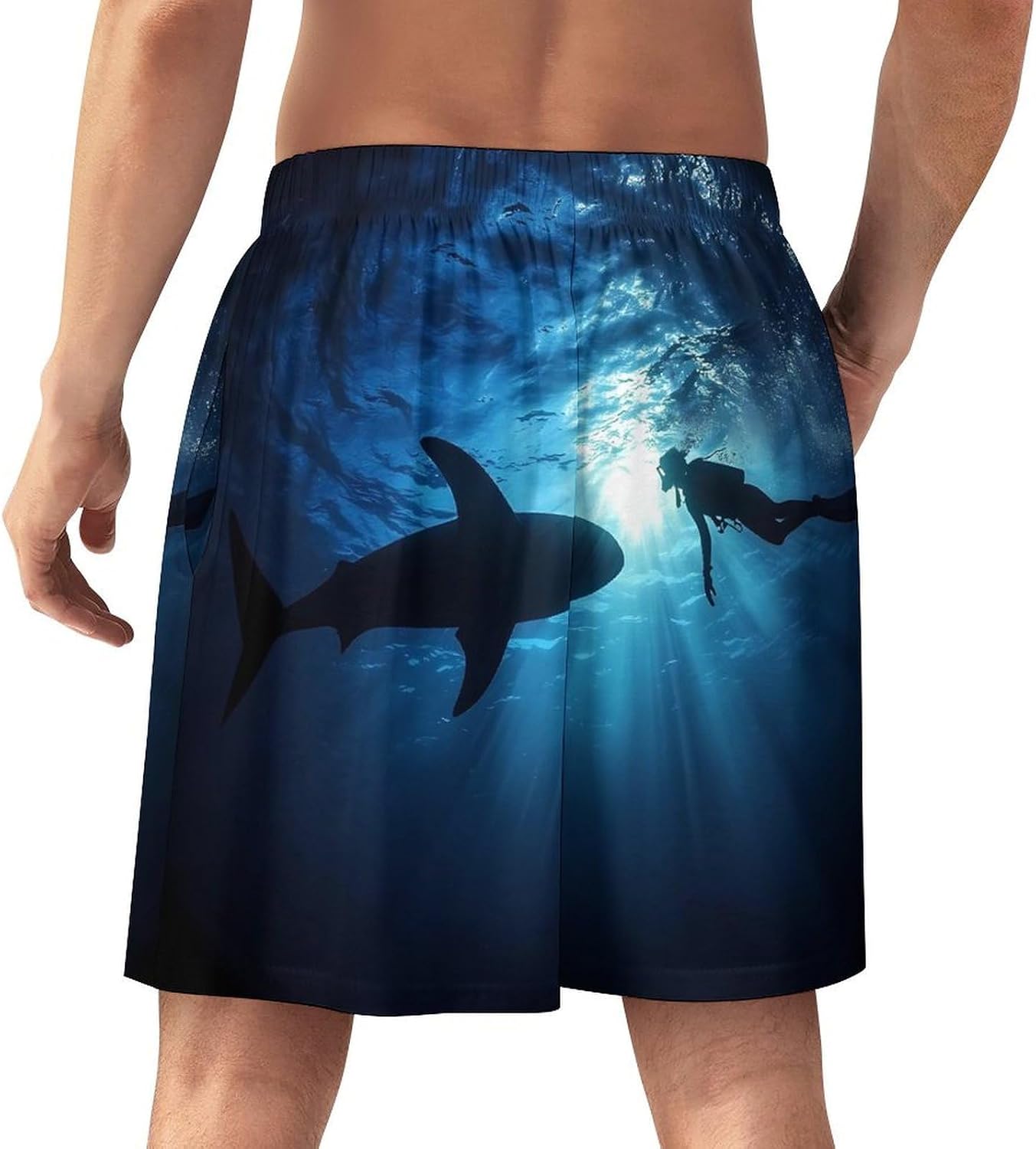Freediver with Whale Shark Mens Pajama Shorts Drawstring Pajama Pants Pj Bottoms with Pockets
