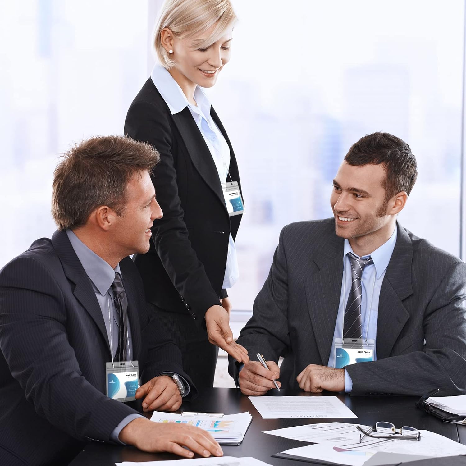 Eaasty 400 Pack Name Badge Holders Neck Tag Holder Lanyard with String 3 x 4 Inches Clear Name Tag Lanyard Style Badges with Labels Waterproof for Meeting Seminar Show Event and Conference