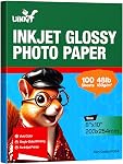 4X6 Photo Paper Glossy Inkjet 48lb 100 Sheets Professiona Glossy Printer Paper for Inkjet Printers Use DYE Ink 180GSM
