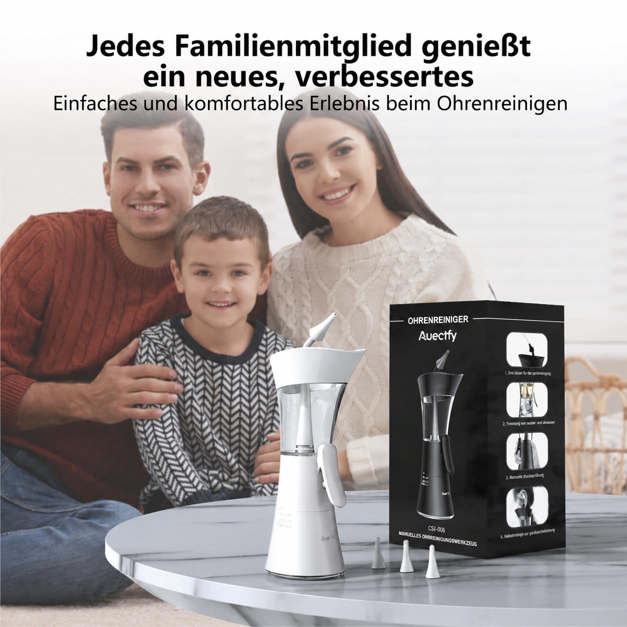 Ohrenschmalz-Entfernungs-Set, Einhandbedienung, einfach zu bedienendes manuelles Ohrspülsystem mit weicher Silikonspitze für effektive und sichere Reinigung von Ohrenschmalz für den Heimgebrauch
