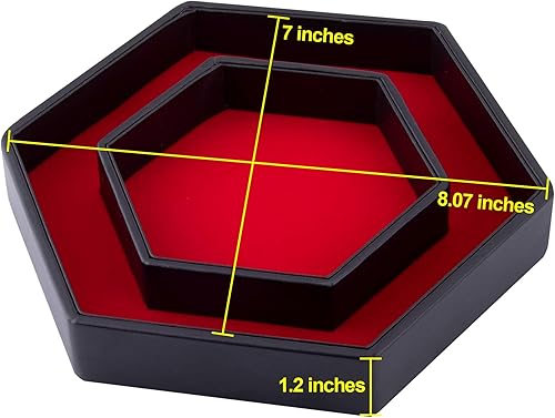 Miniatura 3 de SIQUK Bandeja de dados con tapa hexagonal para dados para juegos de dados como RPG, DND y otros juegos de mesa, color rojo
