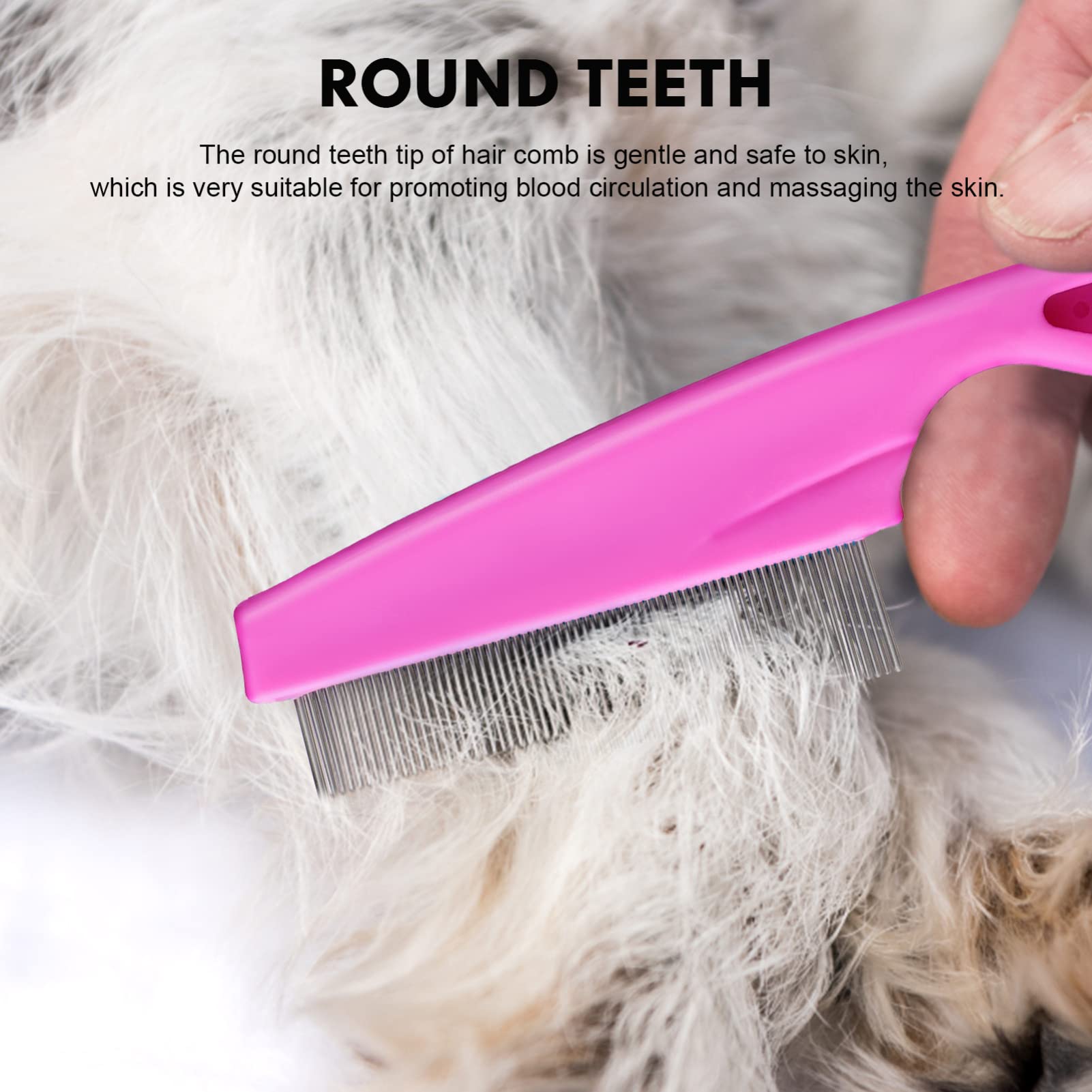 POPETPOP 6 Pcs Dog Combs Pet Combs with Rounded Ends Stainless Steel Teeth for Long and Short Haired Pets