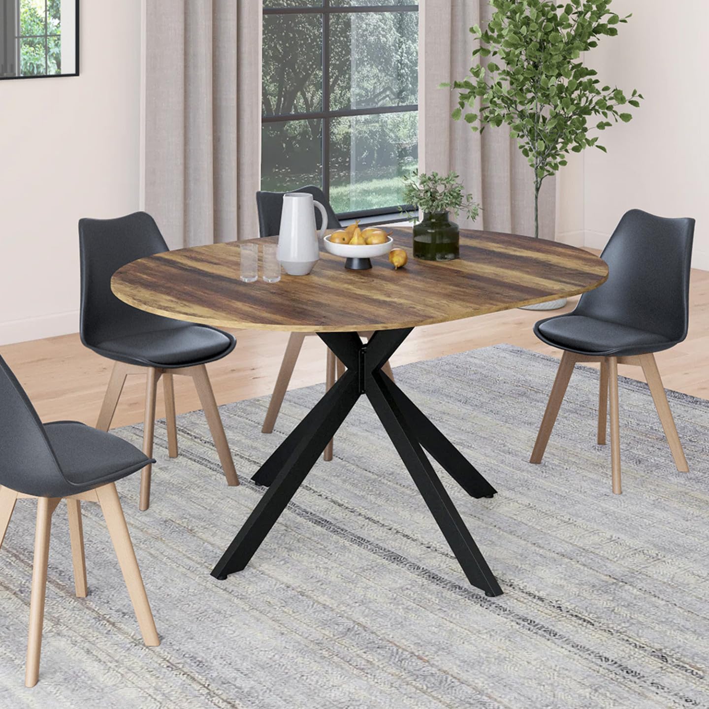 IDMarket - Table à Manger Extensible Ronde Alix 110-150 cm