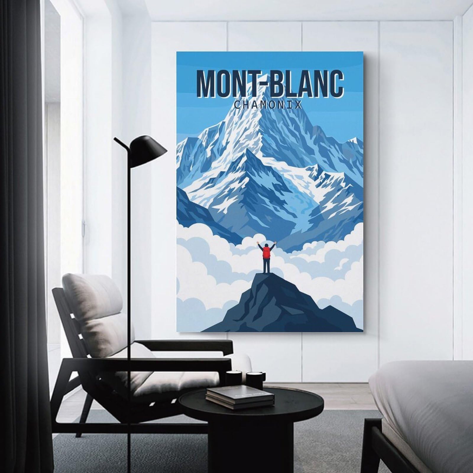 Junmoney Wall Picture Print Mont Blanc Hiking Adventure, 20x30inch(50x75cm), for Entryway, Lounge Links Or Small Walls, Home Artwork for First Impressions